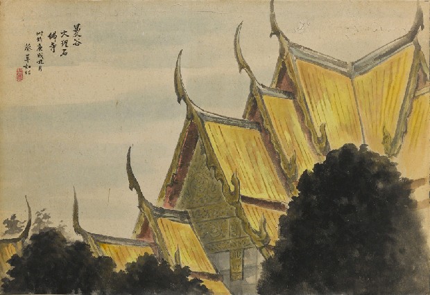 曼谷大理石佛寺的焦點圖