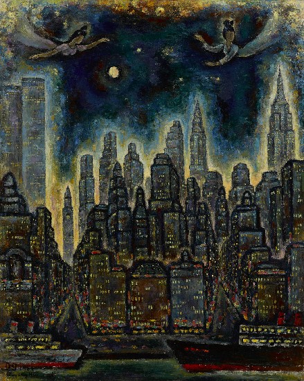紐約夜景的焦點圖