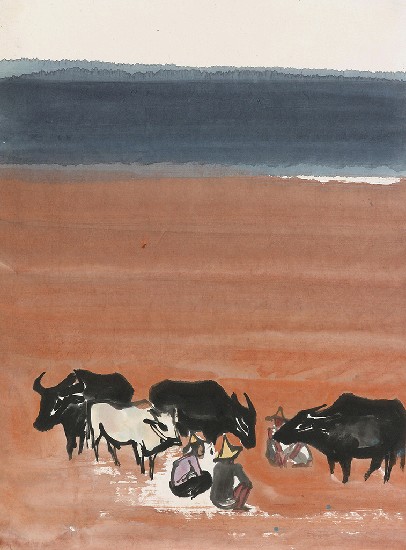 牛與人的焦點圖