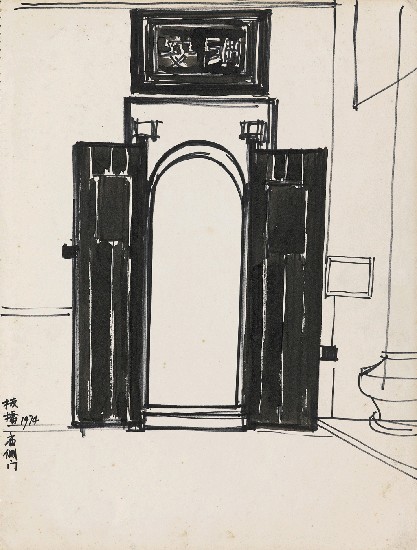 板橋廟側門的焦點圖