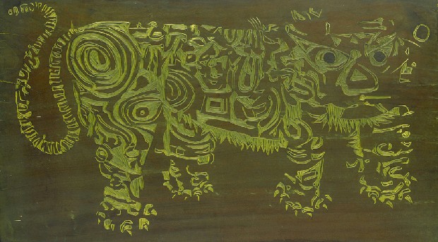 藏品:節日的老虎版畫原版之二(木刻、雙面)的(3)張圖片