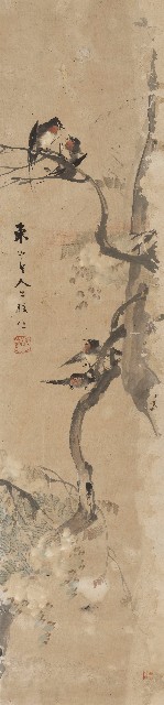 藏品:花鳥四屏的(3)張圖片