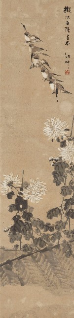 藏品:花鳥四屏的(4)張圖片