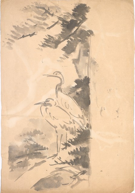 藏品:(1)一對鶴；(2)藤樹的(3)張圖片