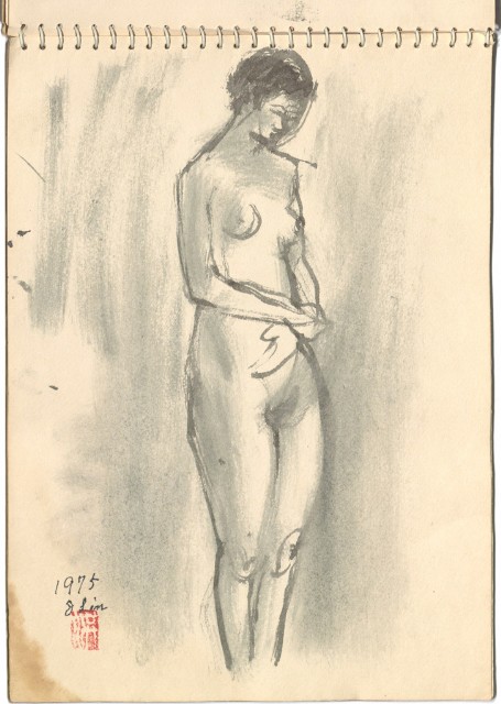 藏品:藝專 裸女、河邊速寫的(4)張圖片