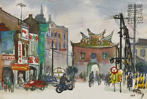 席德進，〈臺北北門〉，1968，水彩畫，38.7x56.0cm 